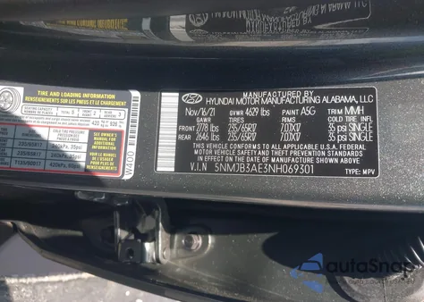 2022 Hyundai Tucson Sel из США, поврежденный, VIN 5NMJB3AE3NH069301